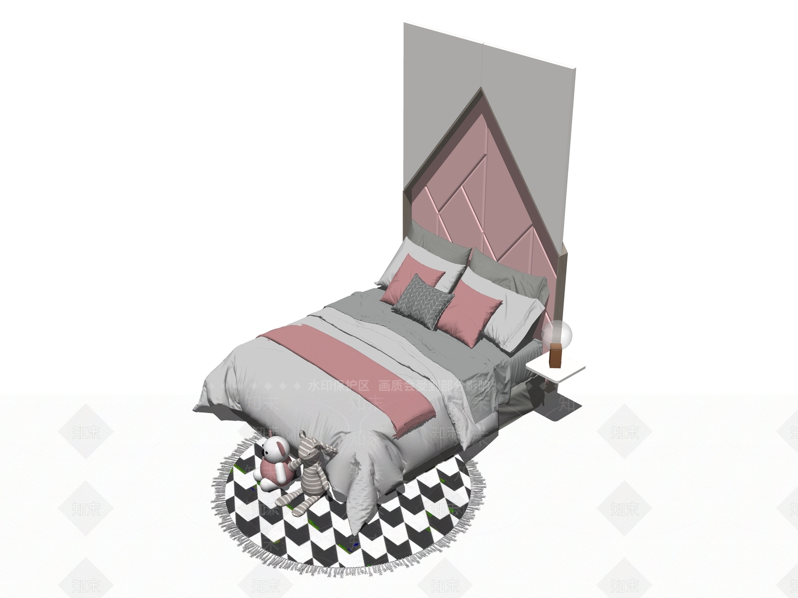 现代儿童床SU模型下载【ID:1111347348】