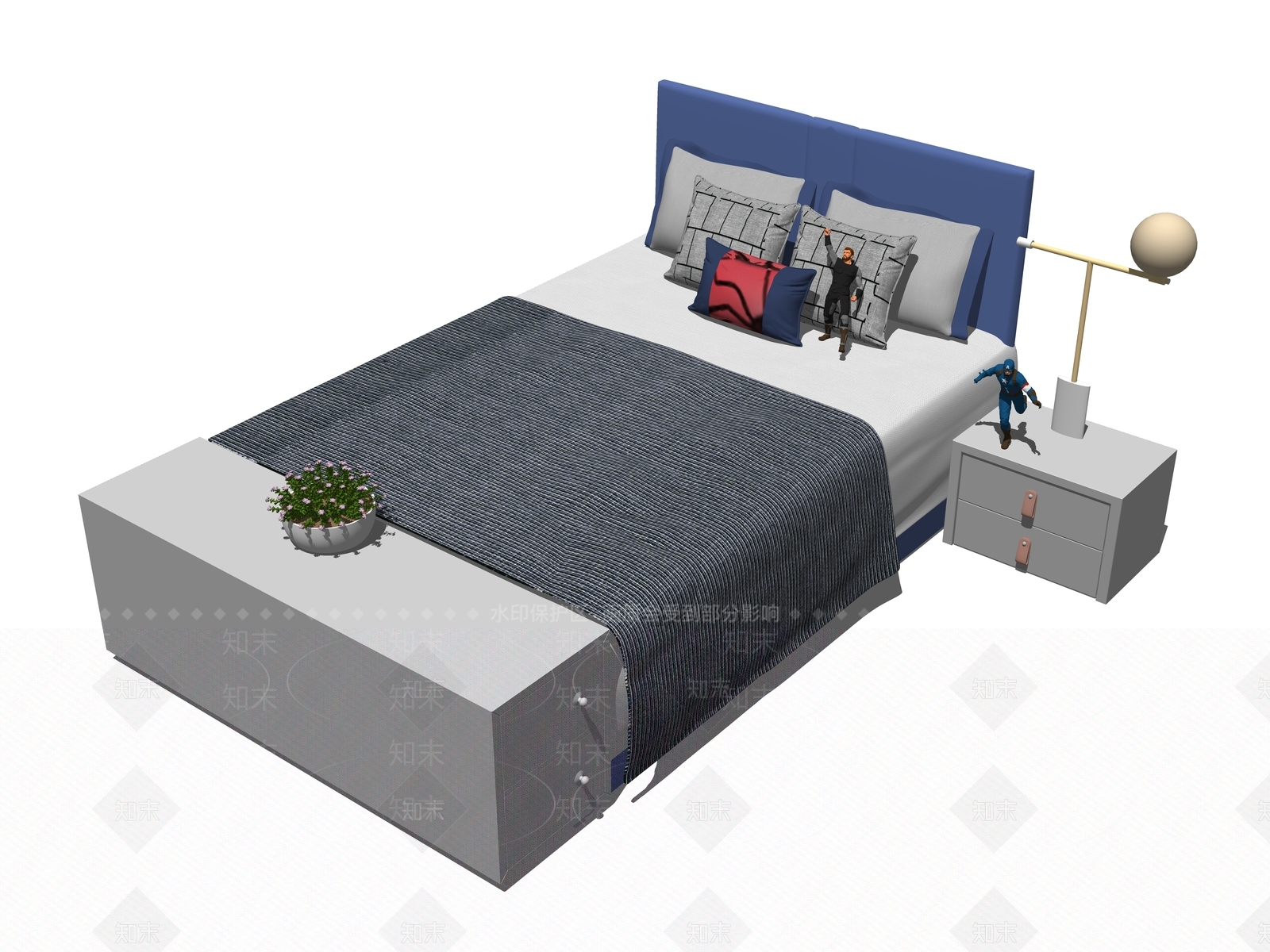 现代儿童床SU模型下载【ID:1111348317】