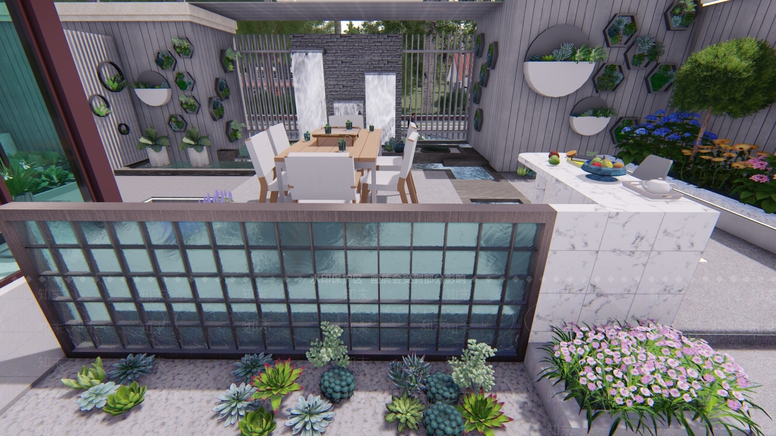 现代屋顶花园SU模型下载【ID:1111351093】