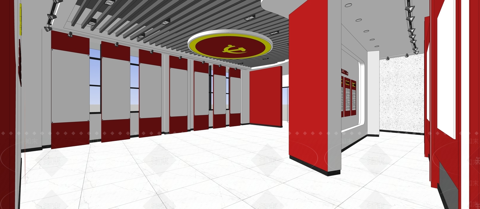 现代党建展厅SU模型下载【ID:1112026364】