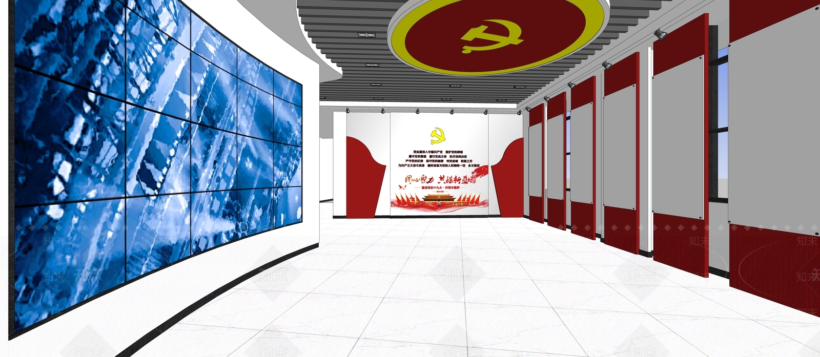 现代党建展厅SU模型下载【ID:1112026364】