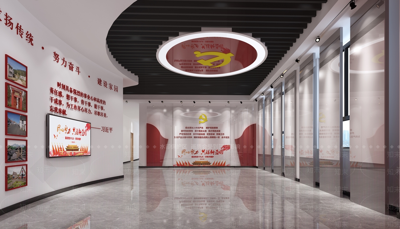 现代党建展厅SU模型下载【ID:1112026364】