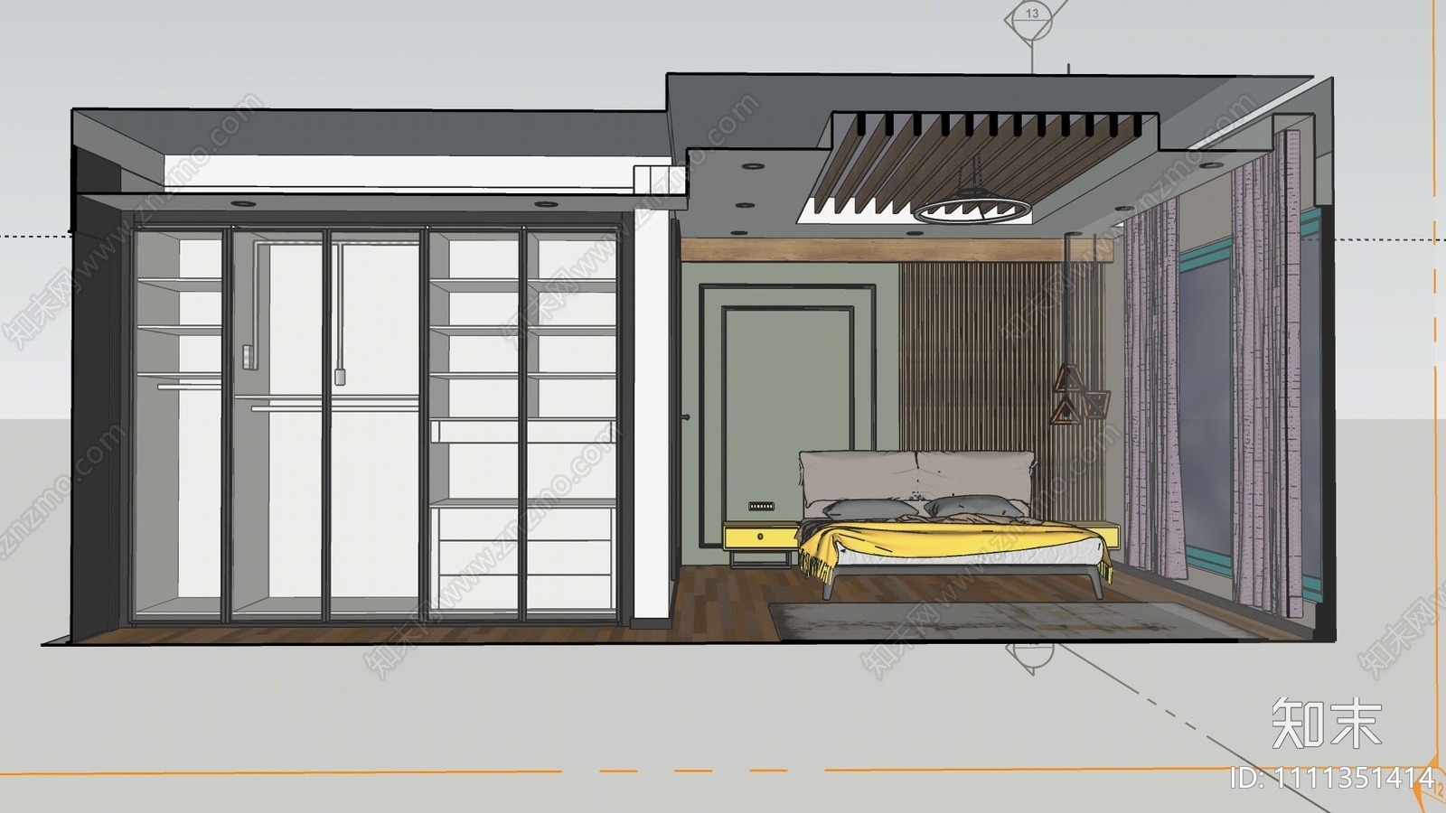 现代家居卧室SU模型下载【ID:1111351414】