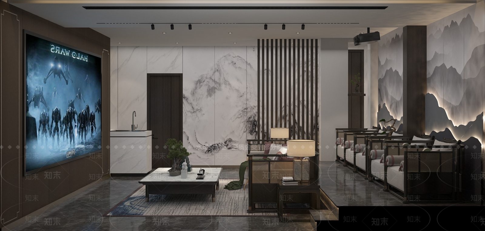 新中式家居影音室3D模型下载【ID:1111352261】