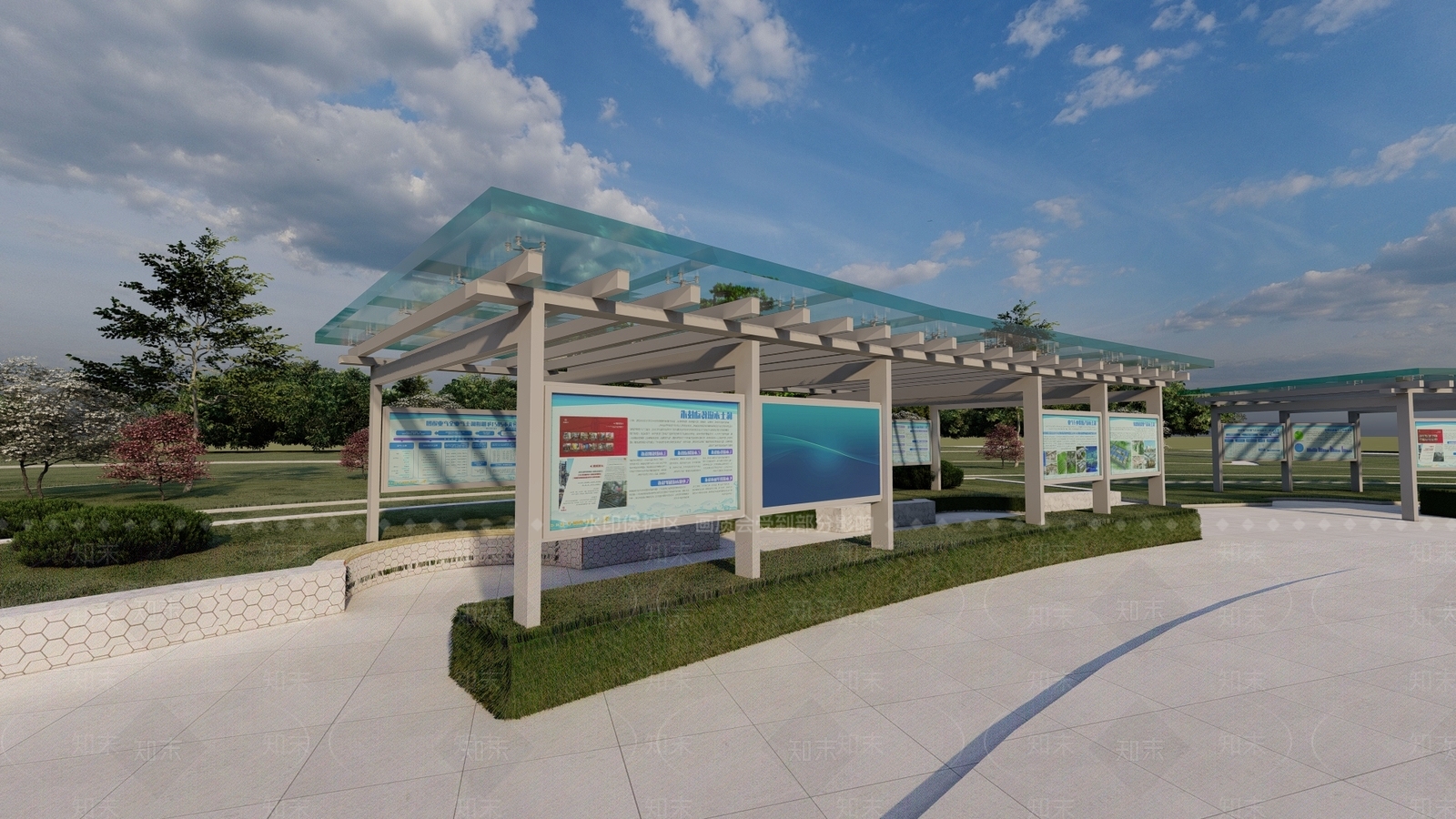 现代宣传廊架SU模型下载【ID:1111352199】