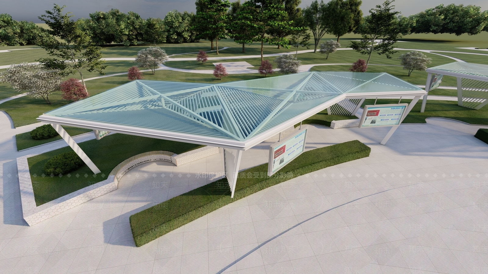 现代宣传廊架SU模型下载【ID:1111353213】