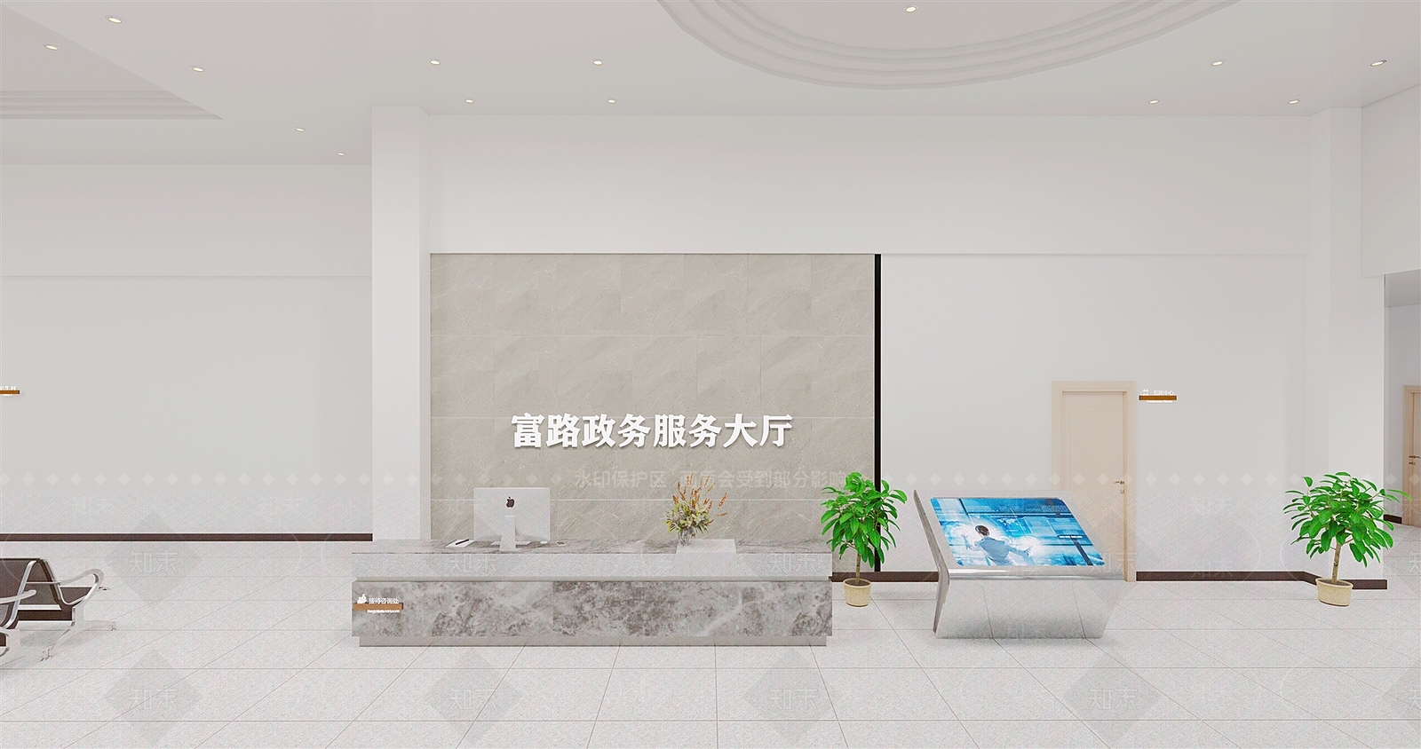 现代办事大厅SU模型下载【ID:1111355532】