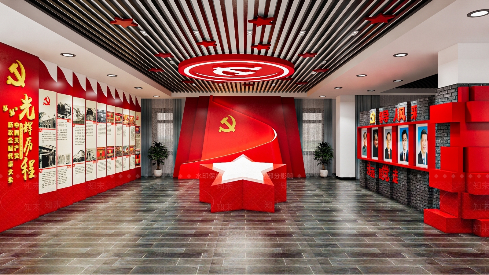 现代党建展厅SU模型下载【ID:1111357426】