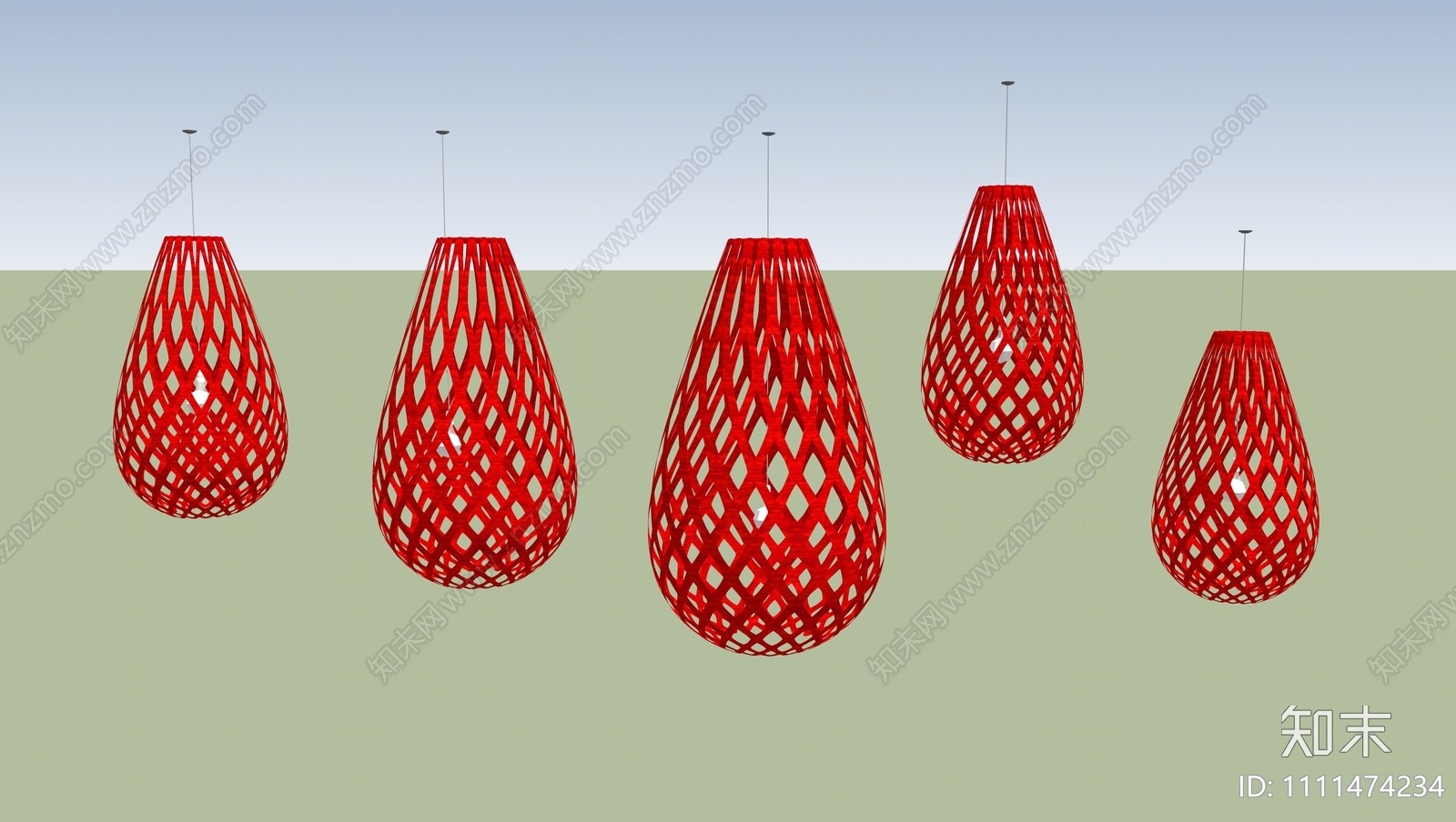 现代吊灯SU模型下载【ID:1111474234】