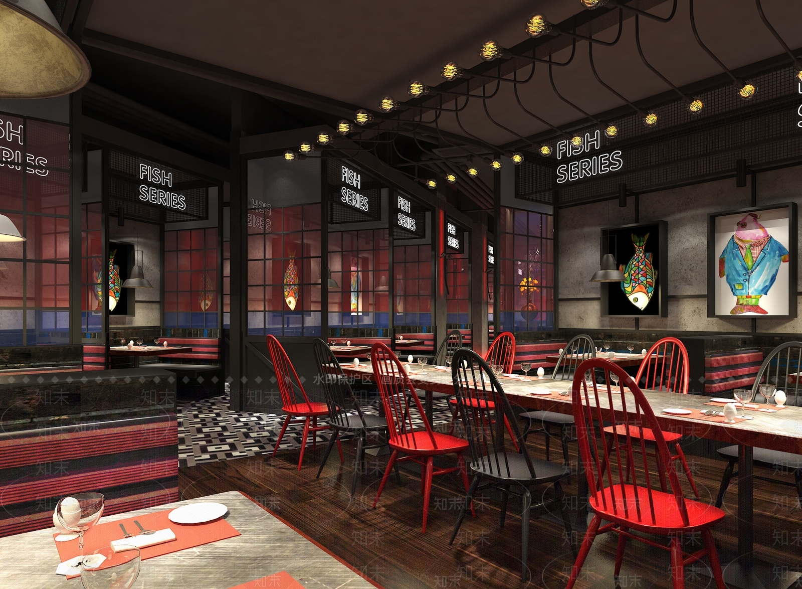 工业风烤鱼店3D模型下载【ID:1111365161】