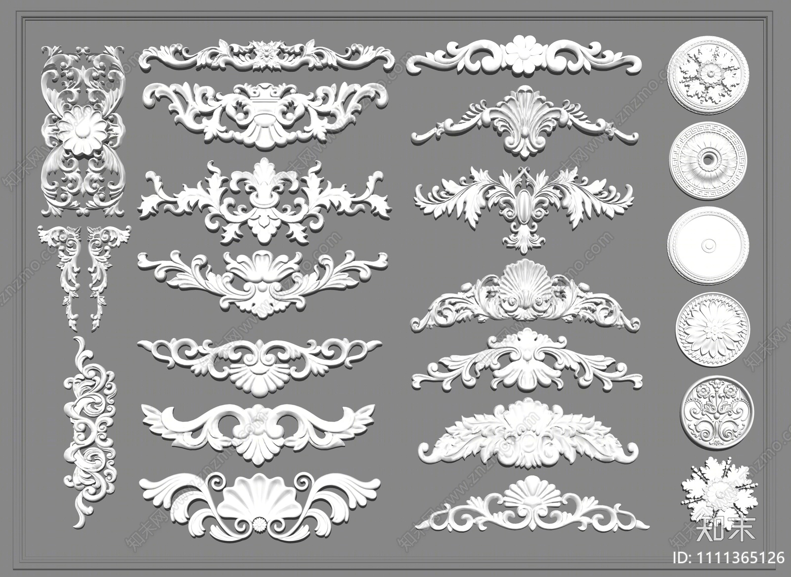 欧式石膏雕花SU模型下载【ID:1111365126】