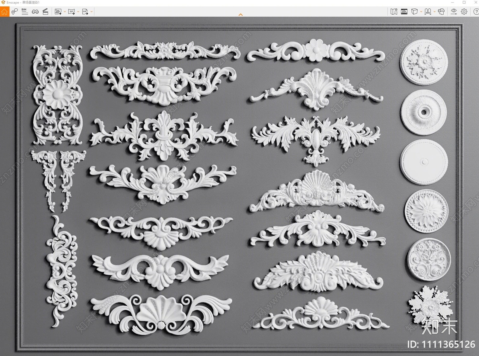 欧式石膏雕花SU模型下载【ID:1111365126】