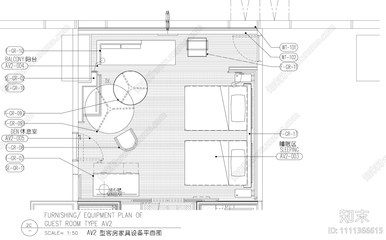 酒店cad施工图下载【ID:1111366615】