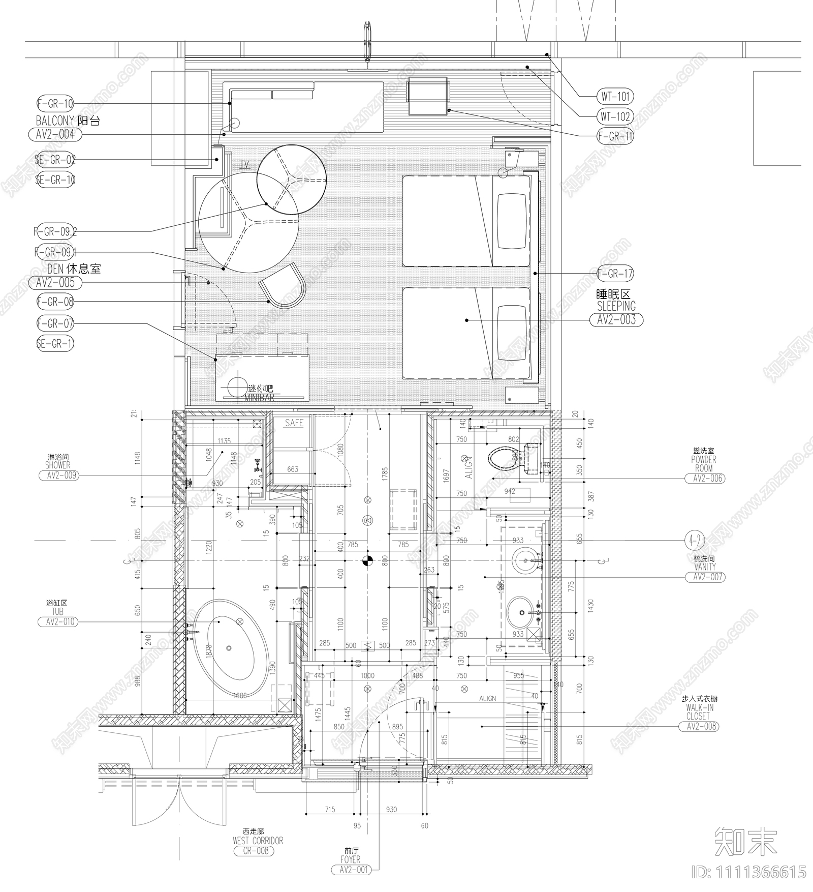 酒店cad施工图下载【ID:1111366615】