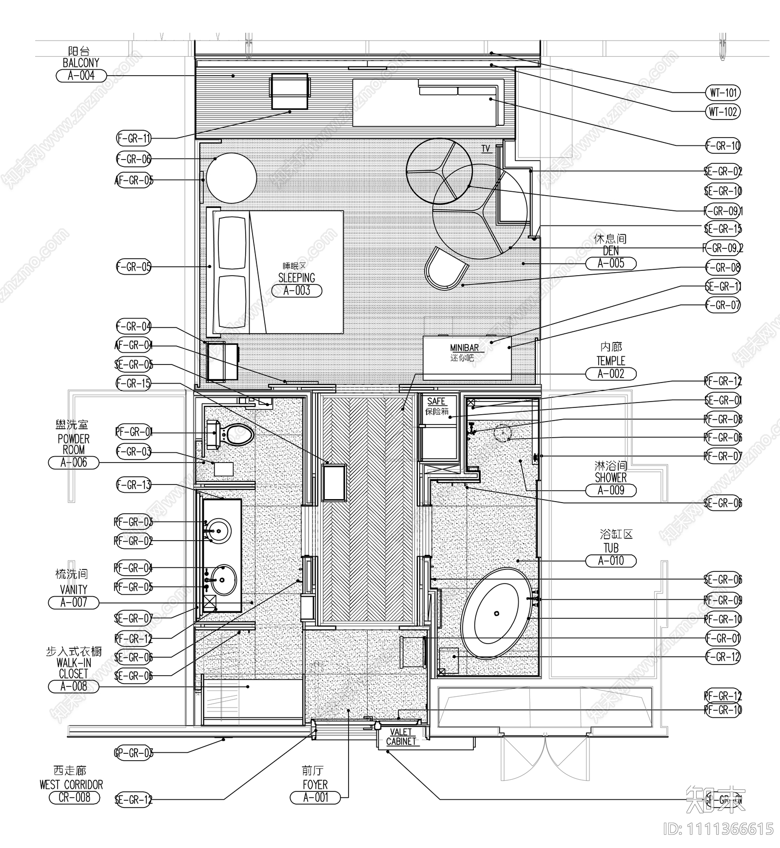 酒店cad施工图下载【ID:1111366615】