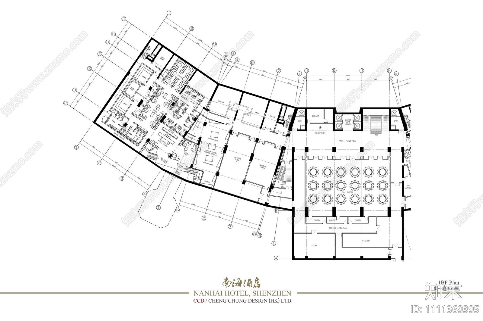 酒店空间效果图cad施工图下载【ID:1111369395】