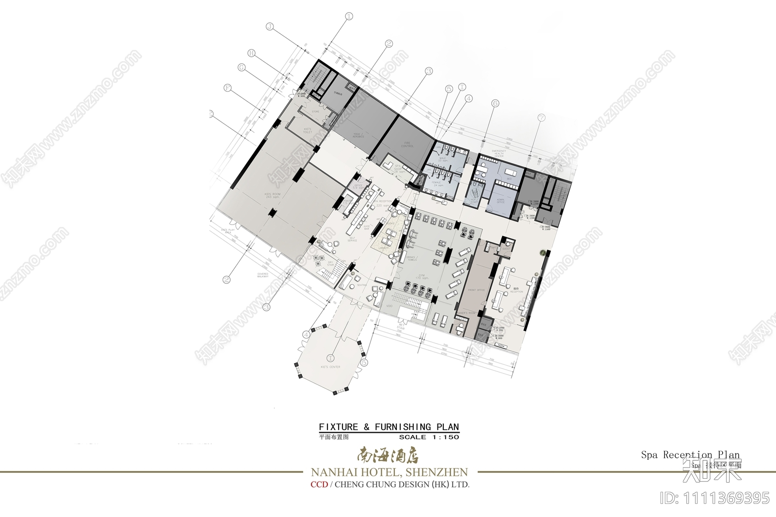 酒店空间效果图cad施工图下载【ID:1111369395】