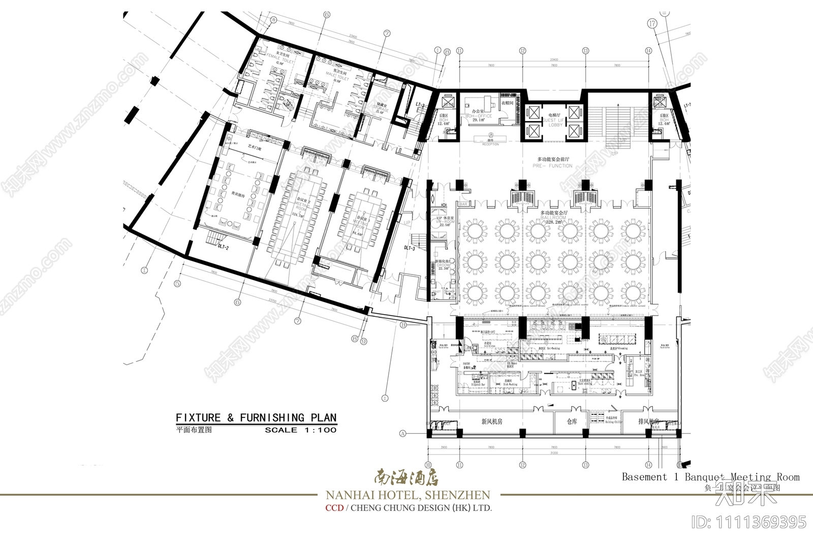 酒店空间效果图cad施工图下载【ID:1111369395】
