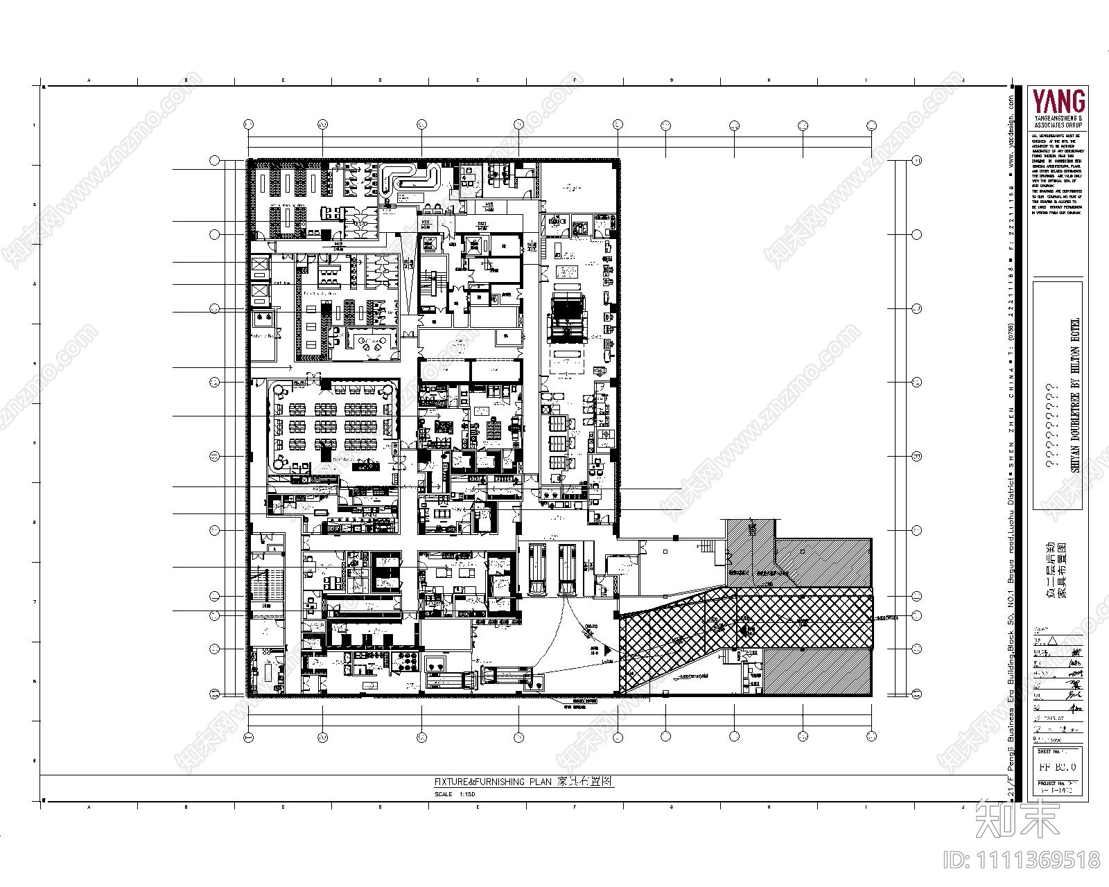 酒店空间效果图cad施工图下载【ID:1111369518】