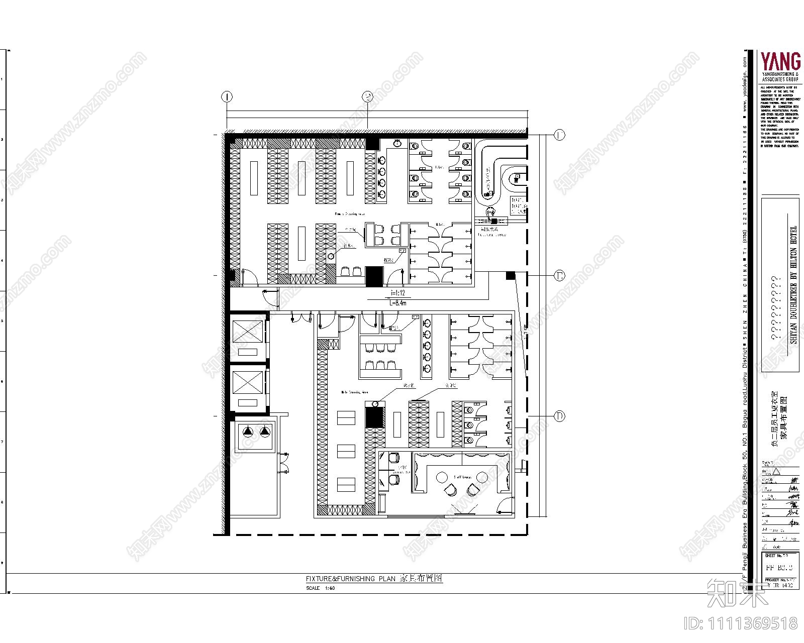 酒店空间效果图cad施工图下载【ID:1111369518】
