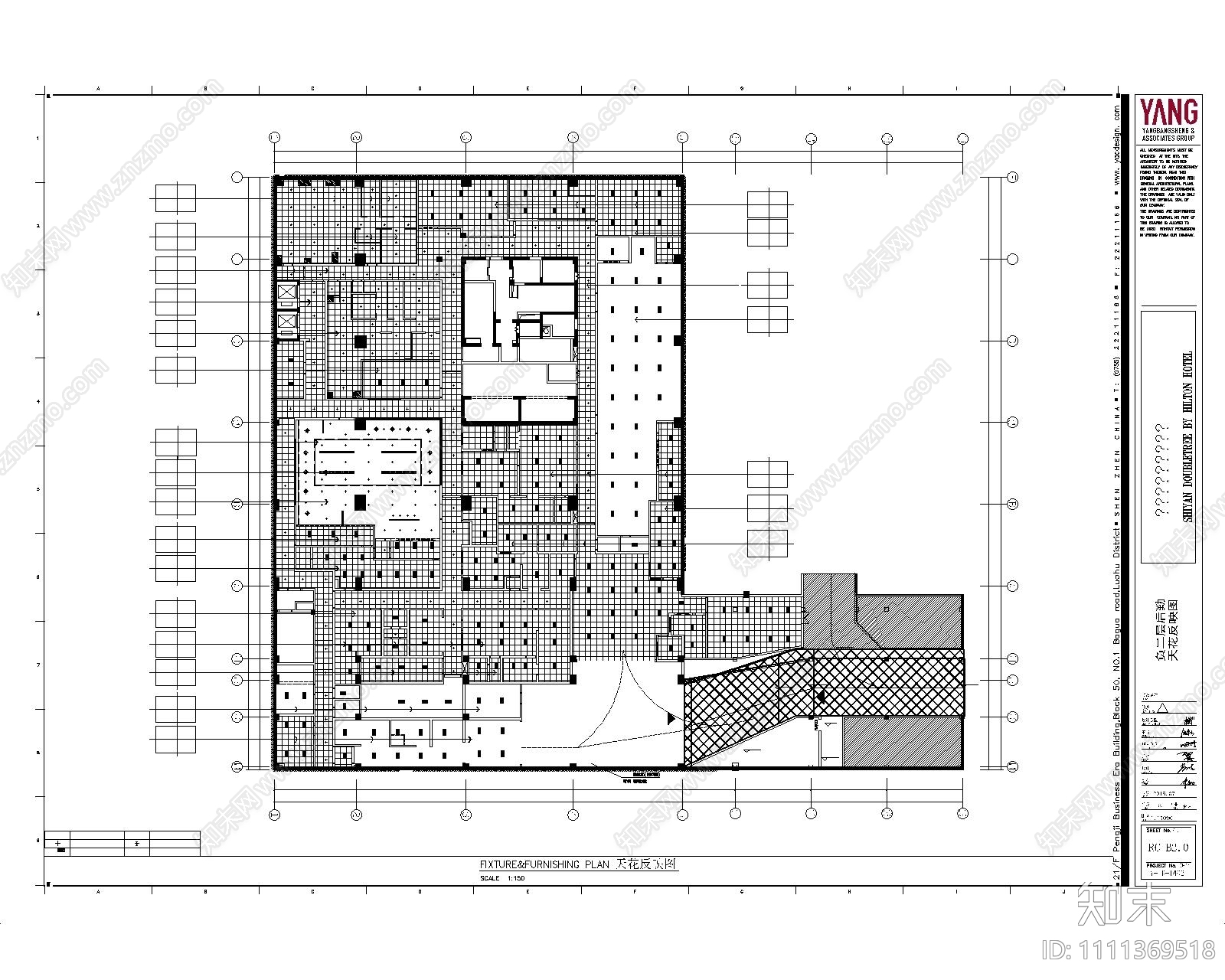 酒店空间效果图cad施工图下载【ID:1111369518】