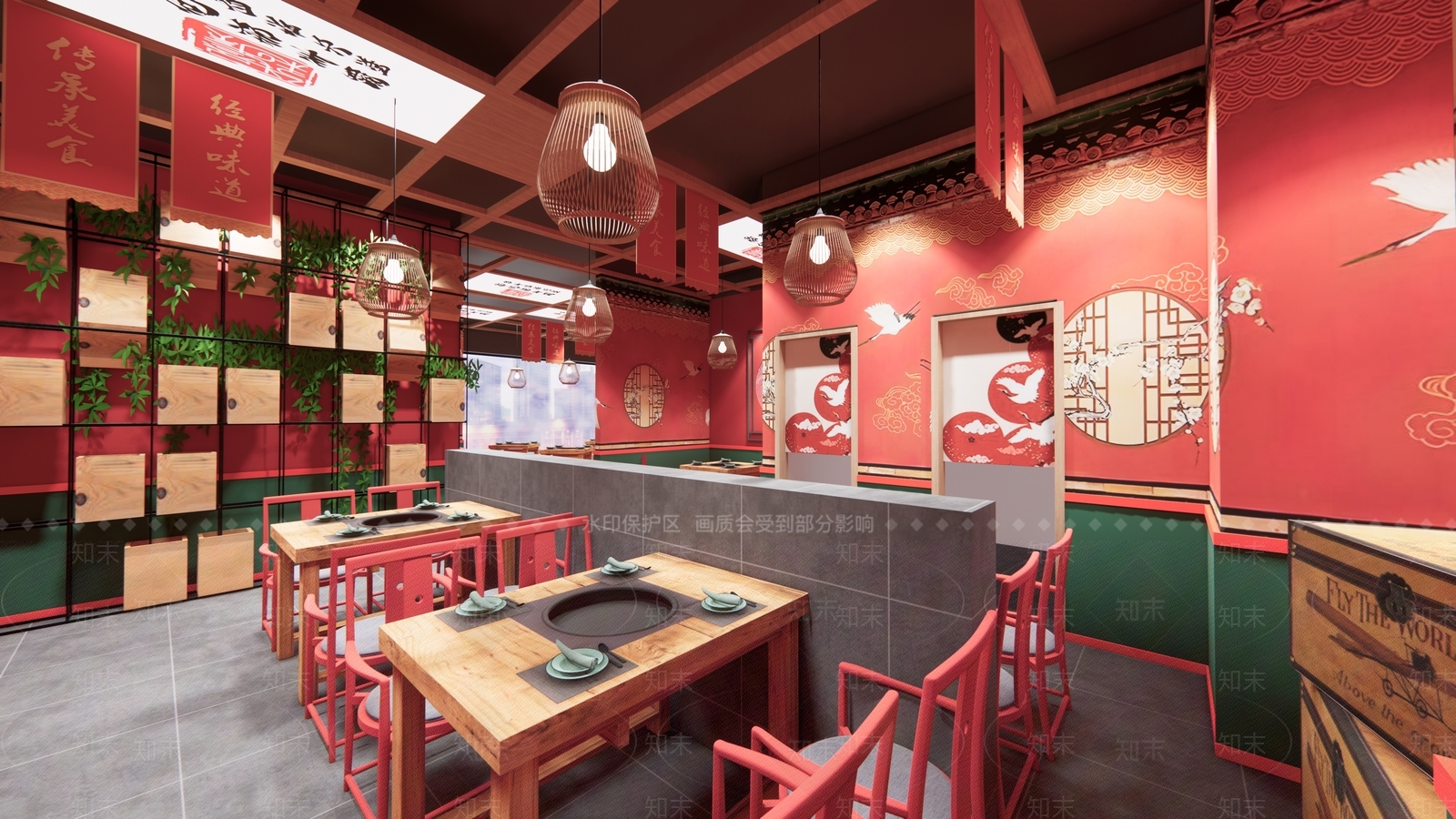 新中式国潮火锅店SU模型下载【ID:1112115847】