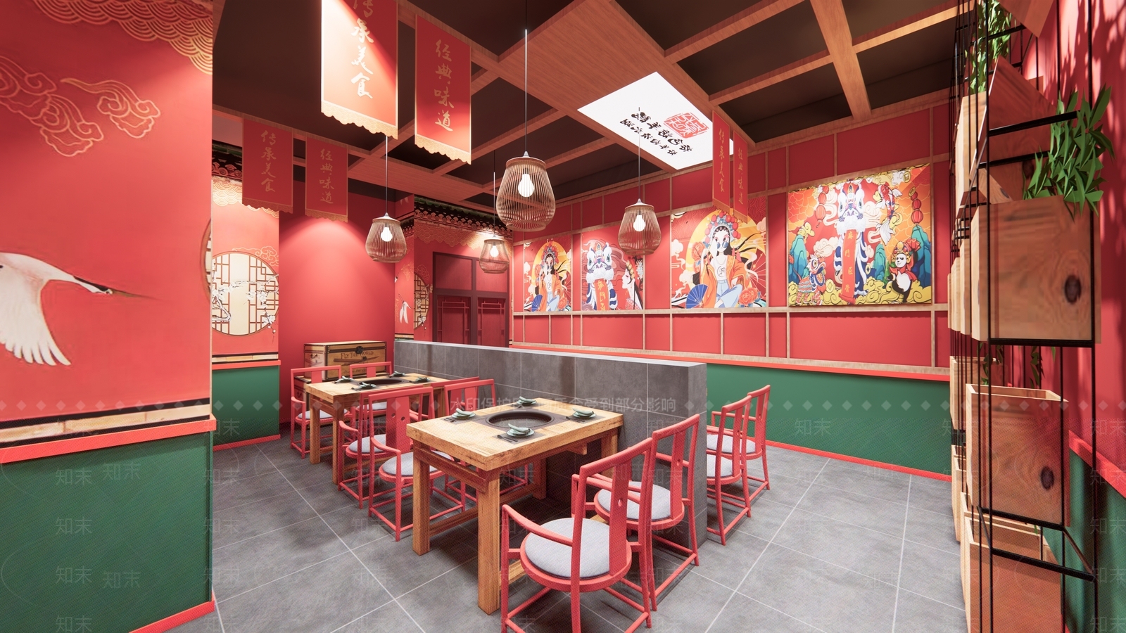 新中式国潮火锅店SU模型下载【ID:1112115847】
