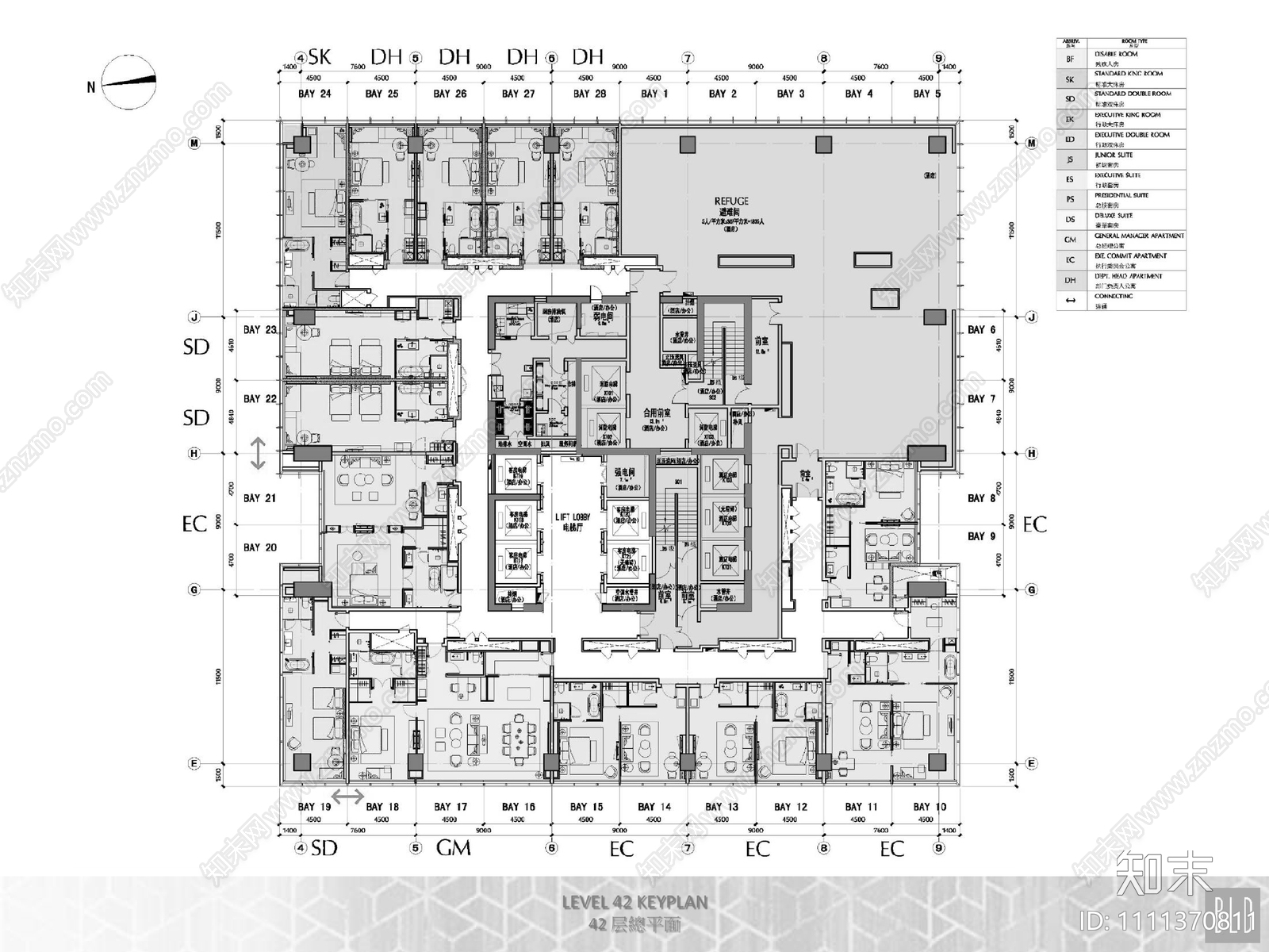 酒店空间效果图施工图下载【ID:1111370811】