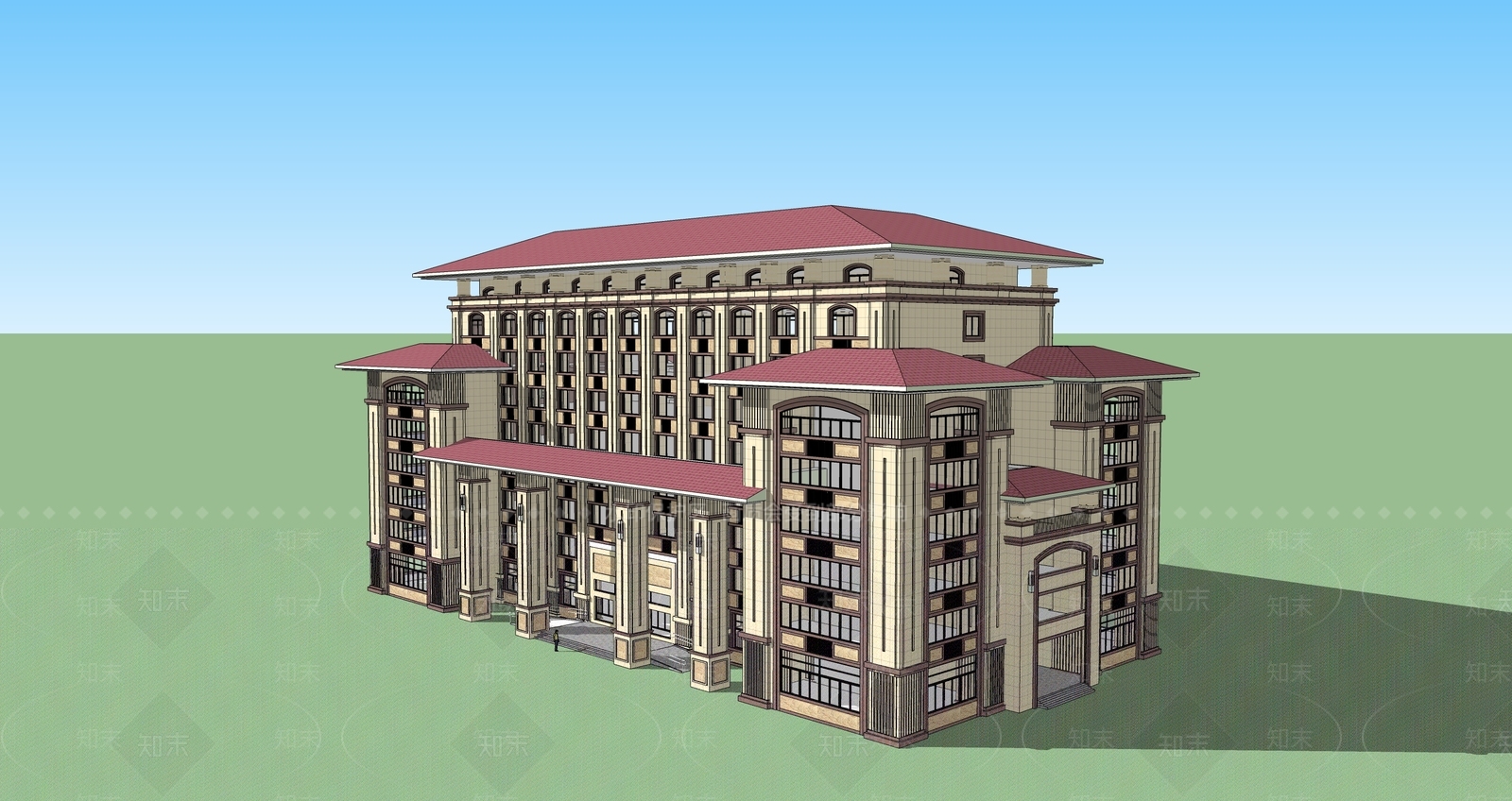 欧式多层办公楼SU模型下载【ID:1111373223】