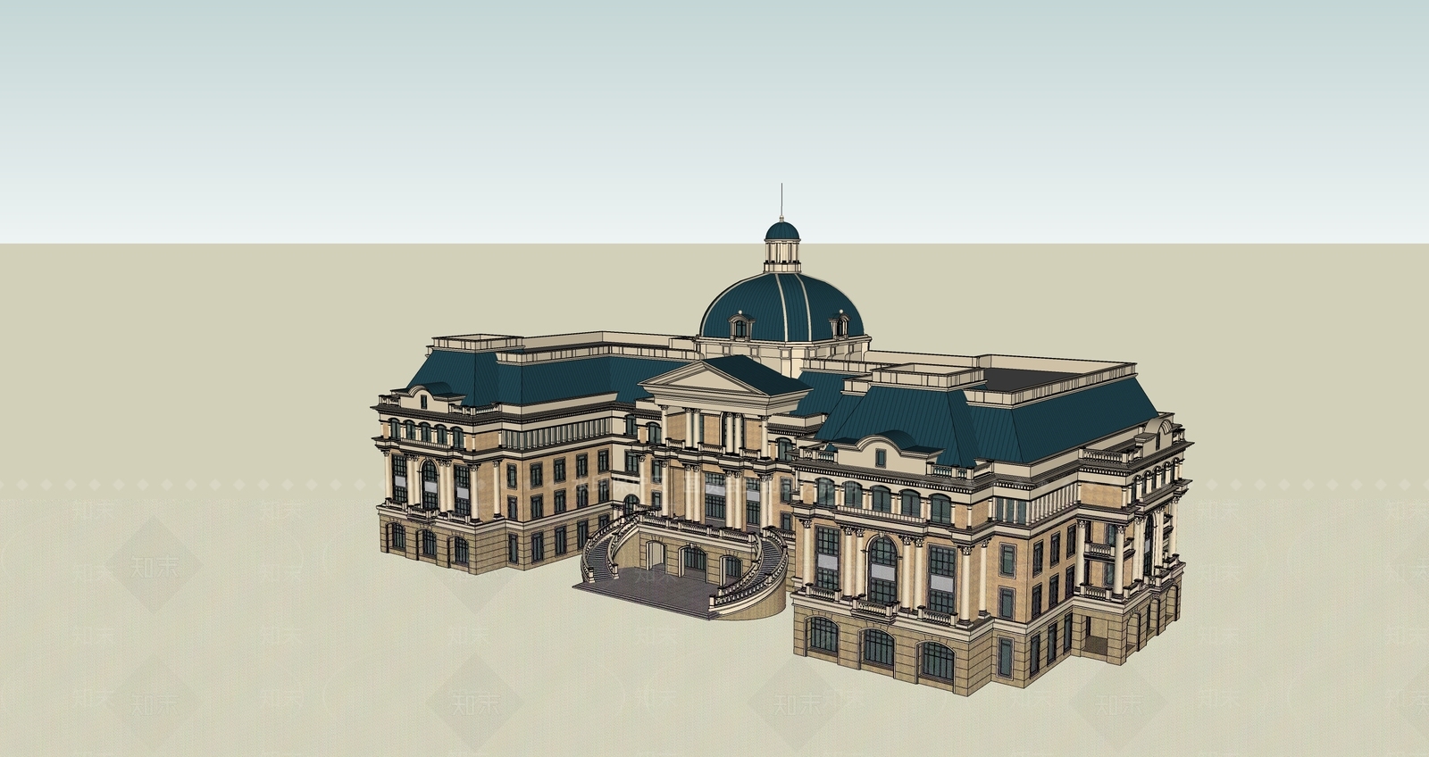 欧式多层办公楼SU模型下载【ID:1111373510】