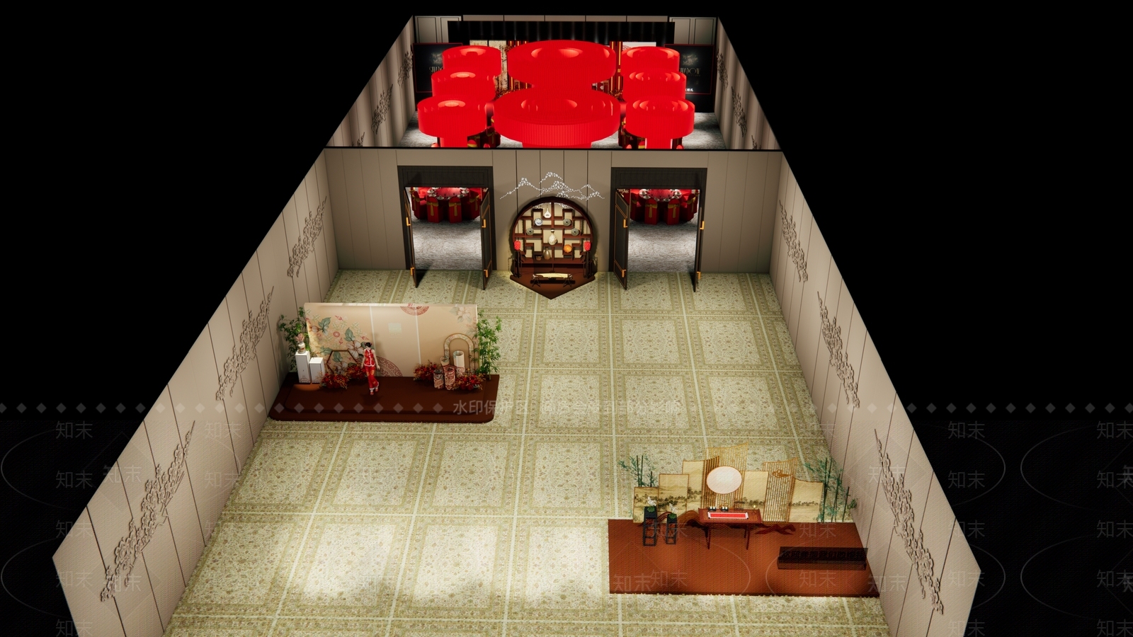 新中式婚礼场景SU模型下载【ID:1111382677】