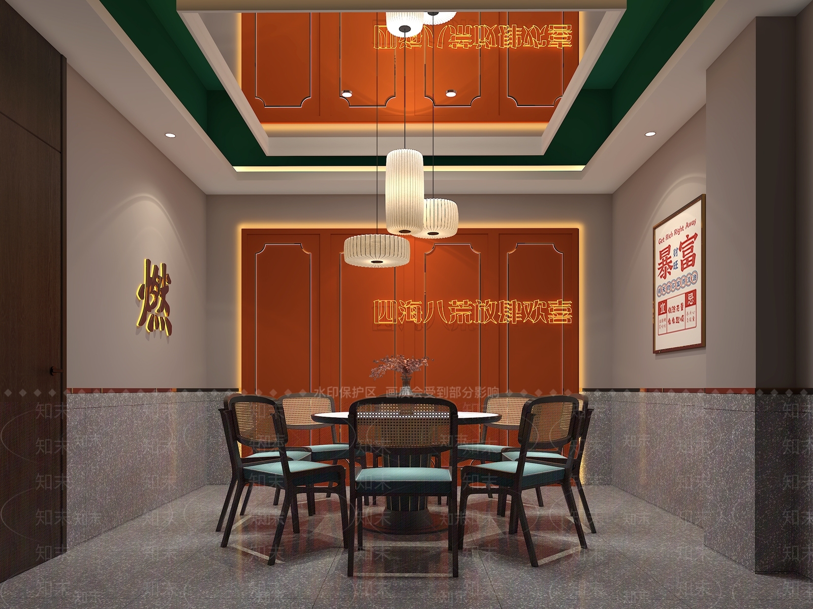 新中式火锅店3D模型下载【ID:1111385700】