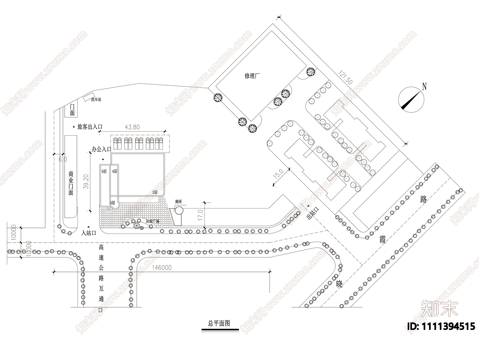 现代简约汽车站建筑设计cad施工图下载【ID:1111394515】