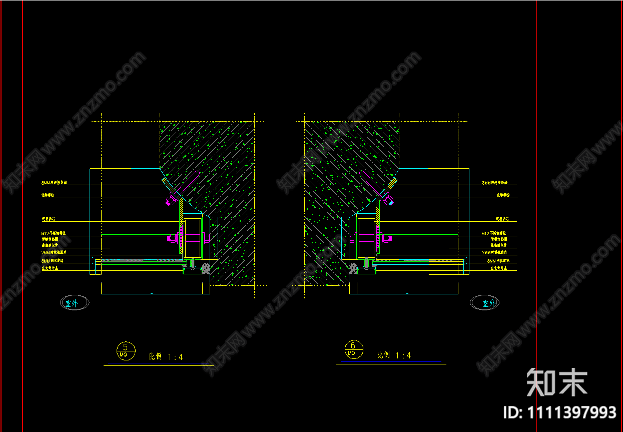 玻璃幕墙节点cad施工图下载【ID:1111397993】