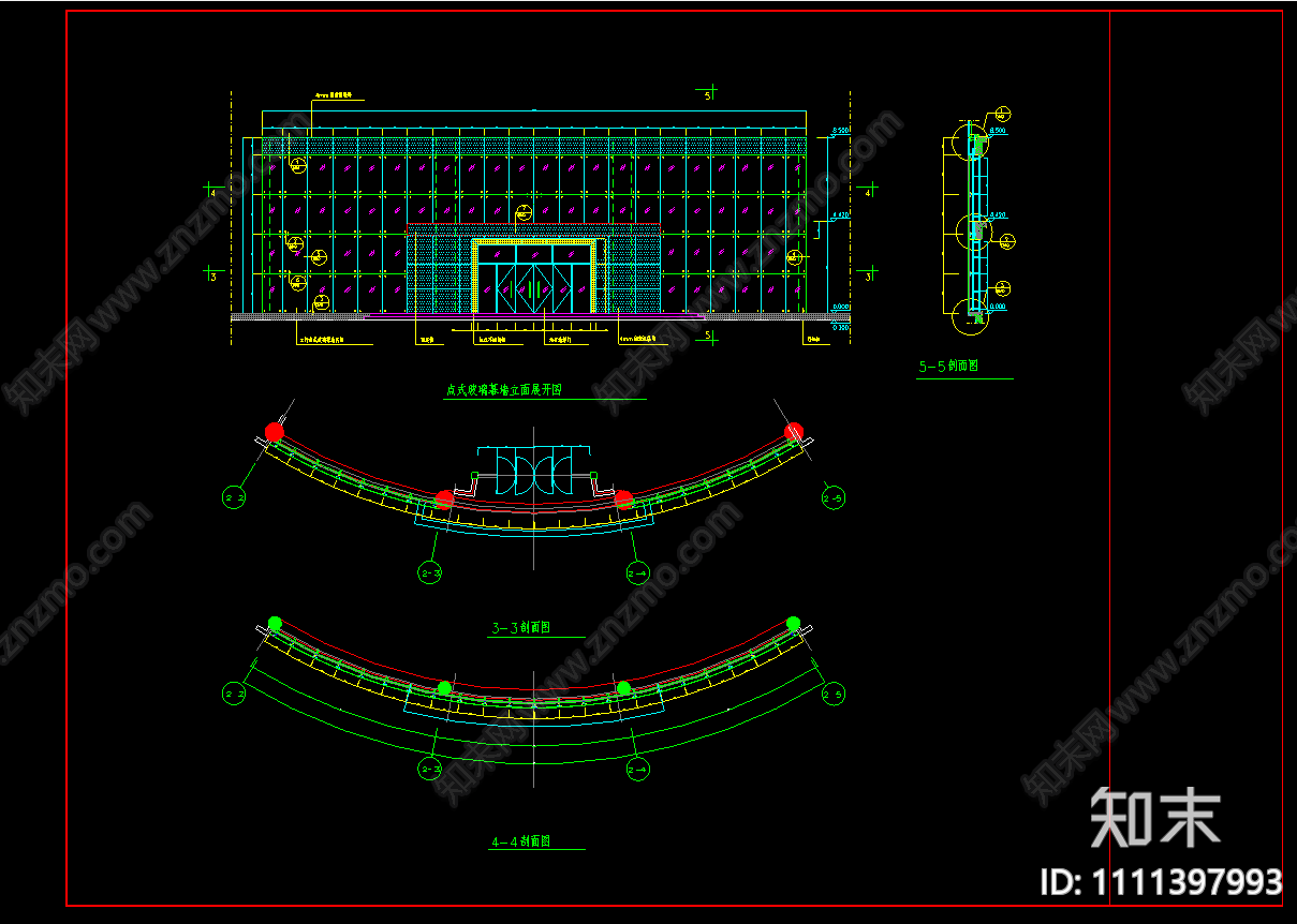 玻璃幕墙节点cad施工图下载【ID:1111397993】