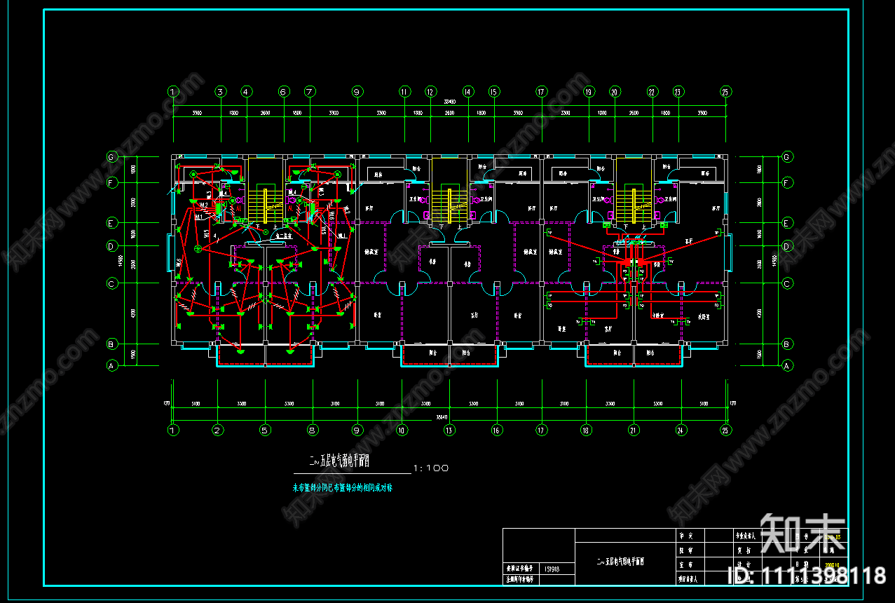 多层住宅楼电气CAD施工图下载【ID:1111398118】