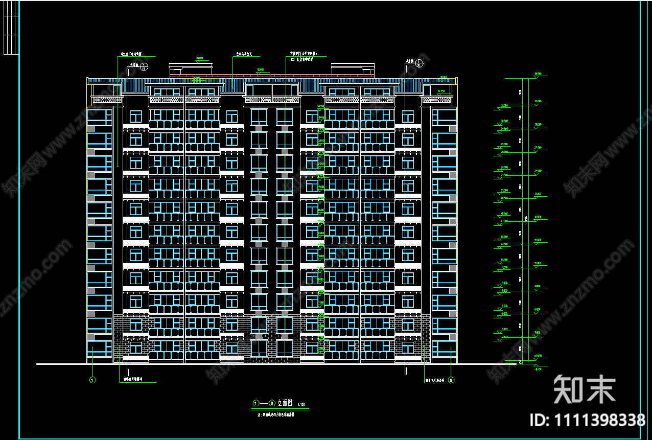 南方某地11层小高层住宅CAD施工图下载【ID:1111398338】