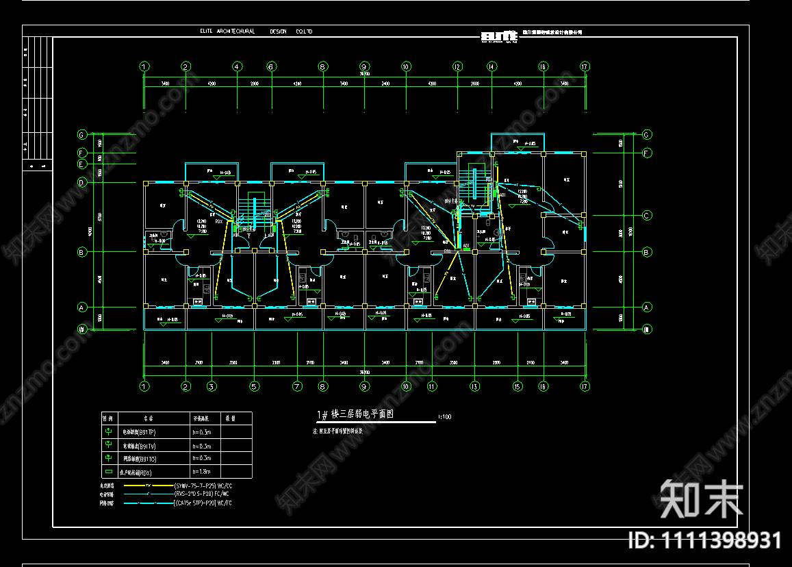 多层商住楼电气CAD施工图下载【ID:1111398931】