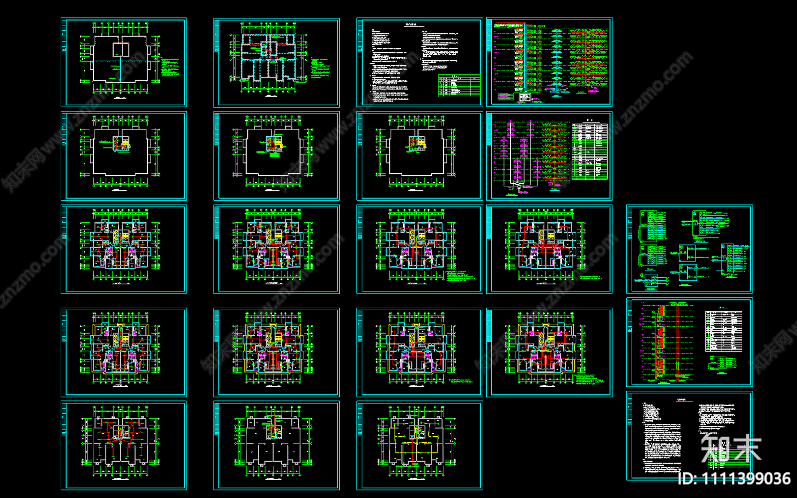 17层住宅电气全套CAD施工图下载【ID:1111399036】