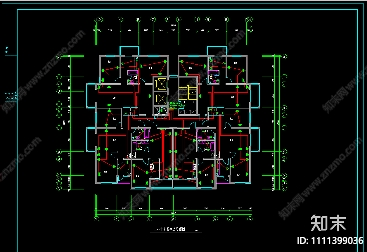 17层住宅电气全套CAD施工图下载【ID:1111399036】
