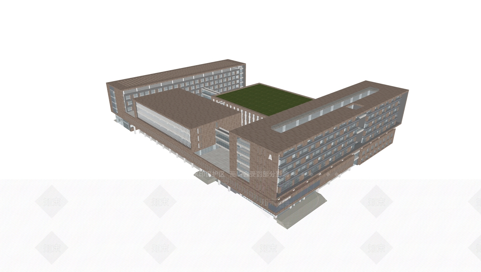 现代图书馆建筑SU模型下载【ID:1111400657】