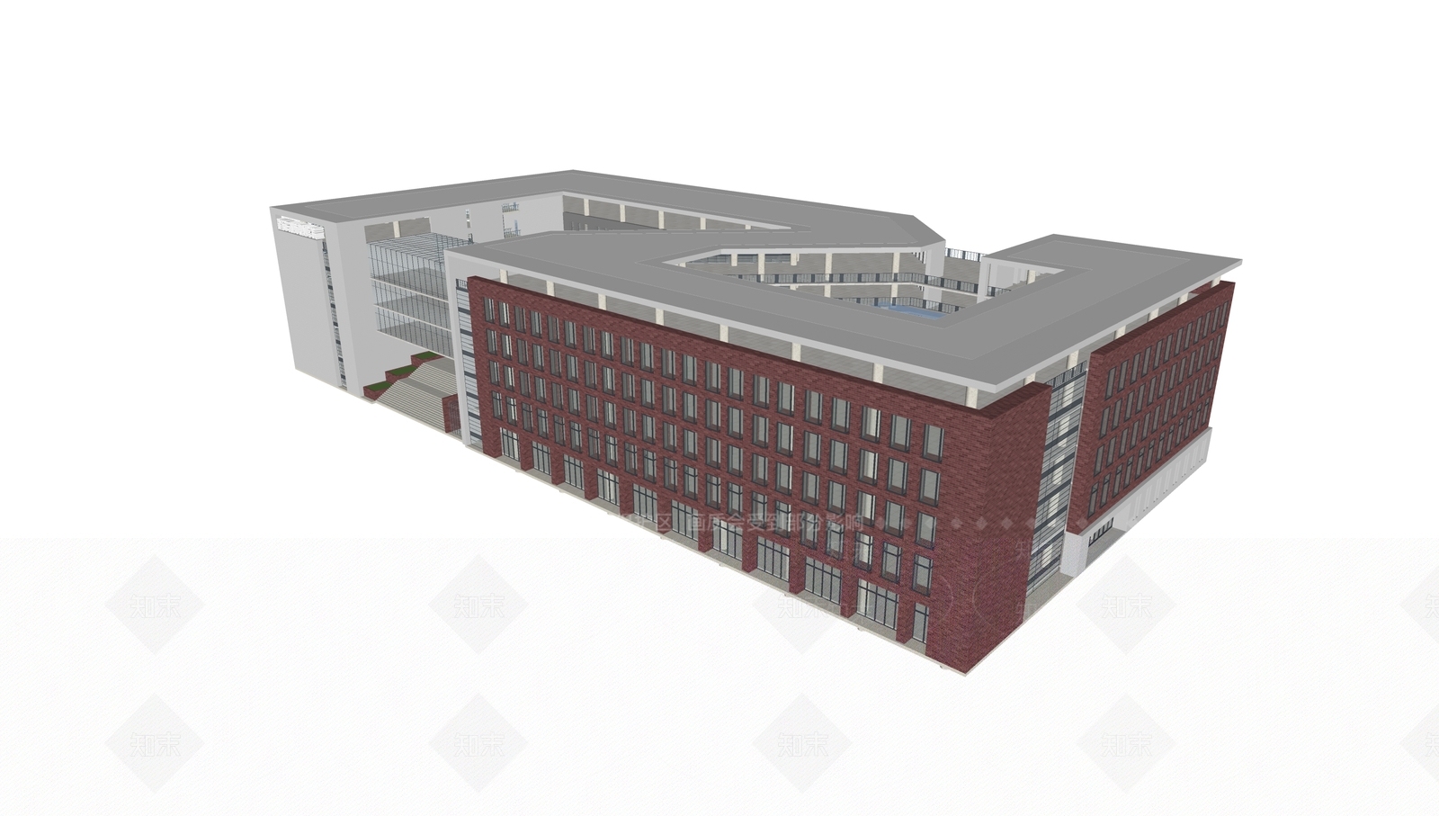 现代图书馆建筑SU模型下载【ID:1111400720】