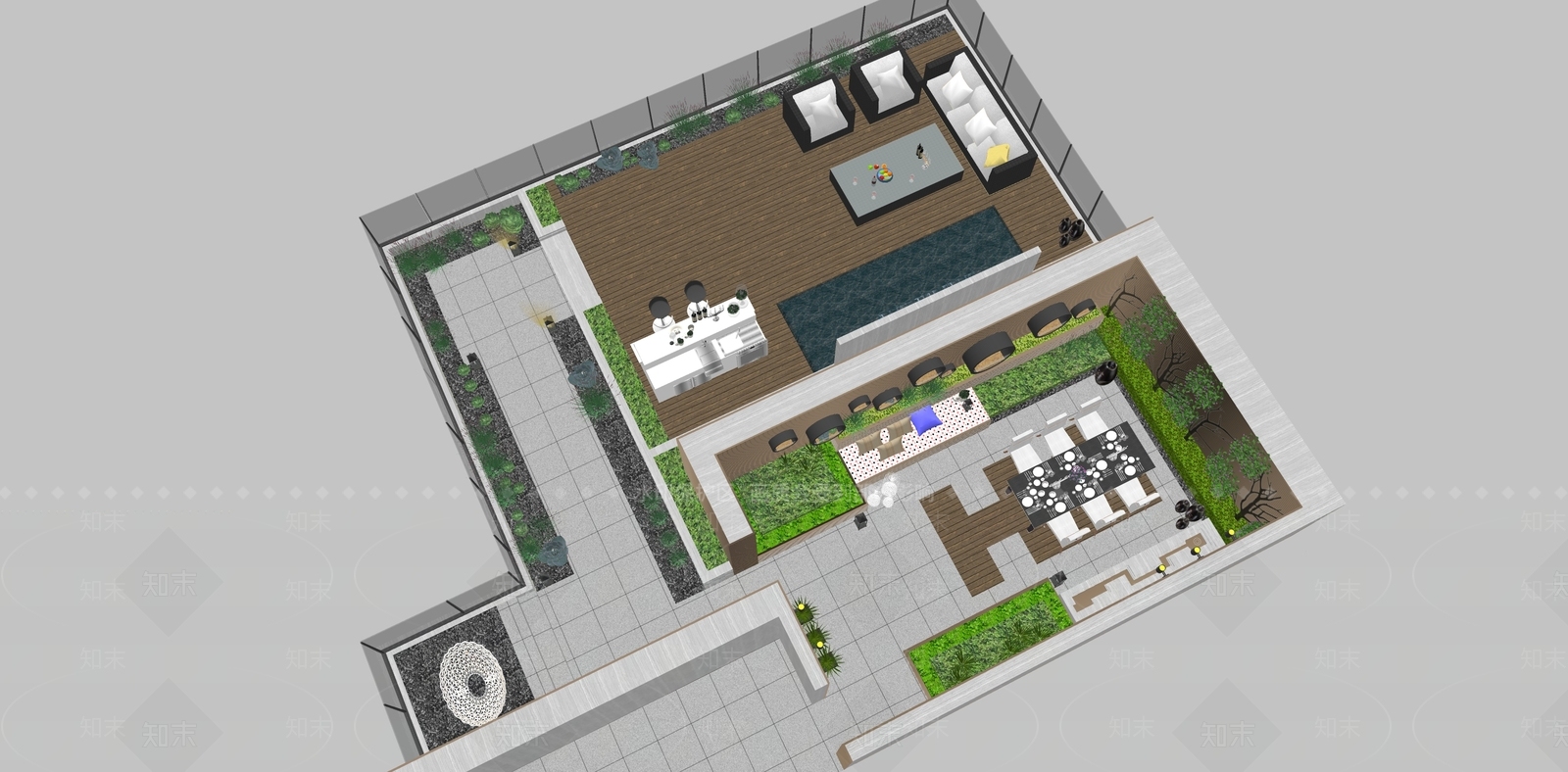 现代屋顶花园SU模型下载【ID:1111406045】