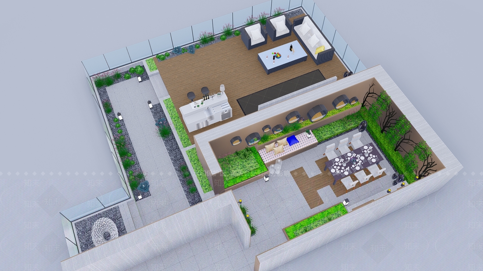 现代屋顶花园SU模型下载【ID:1111406045】