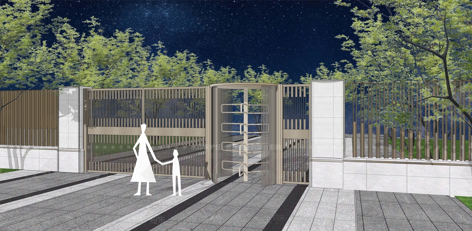 现代铁艺消防常闭大门SU模型下载【ID:1111408317】