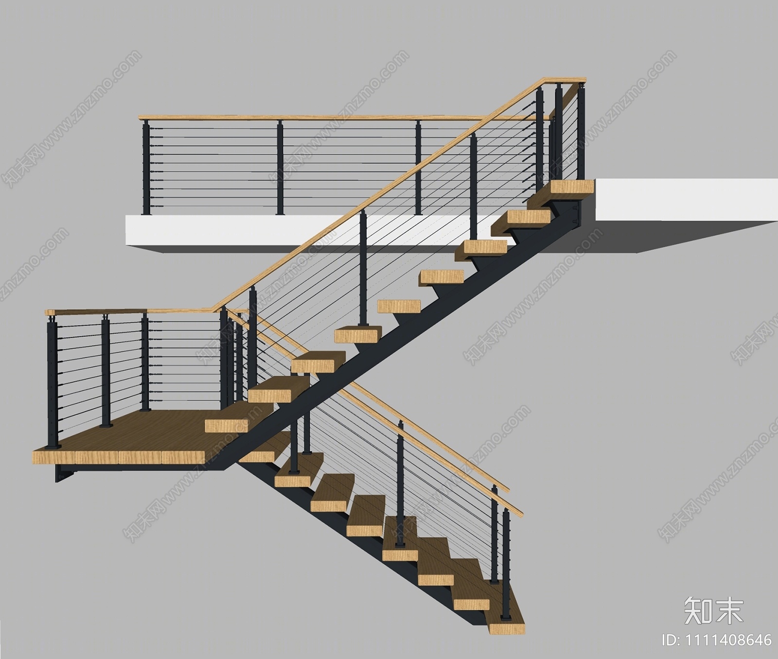 现代铁艺扶手楼梯SU模型下载【ID:1111408646】