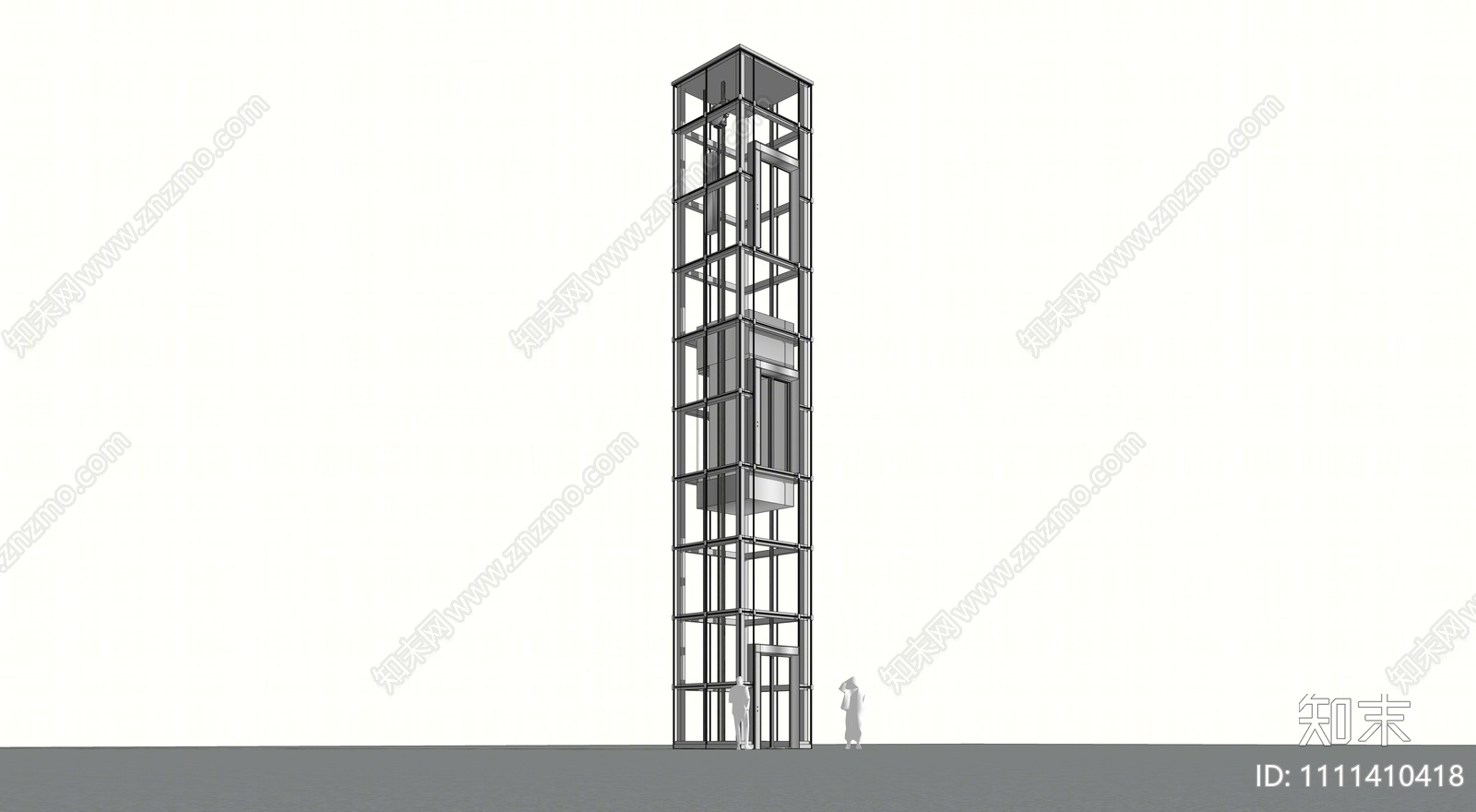 现代点式玻璃观光电梯间SU模型下载【ID:1111410418】