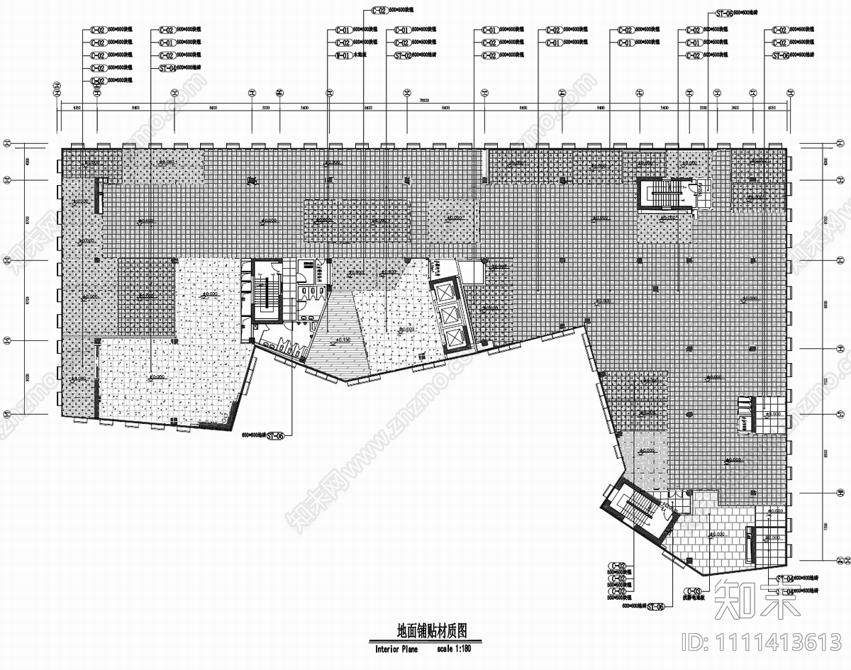 2300㎡科技公司办公室CAD施工图cad施工图下载【ID:1111413613】