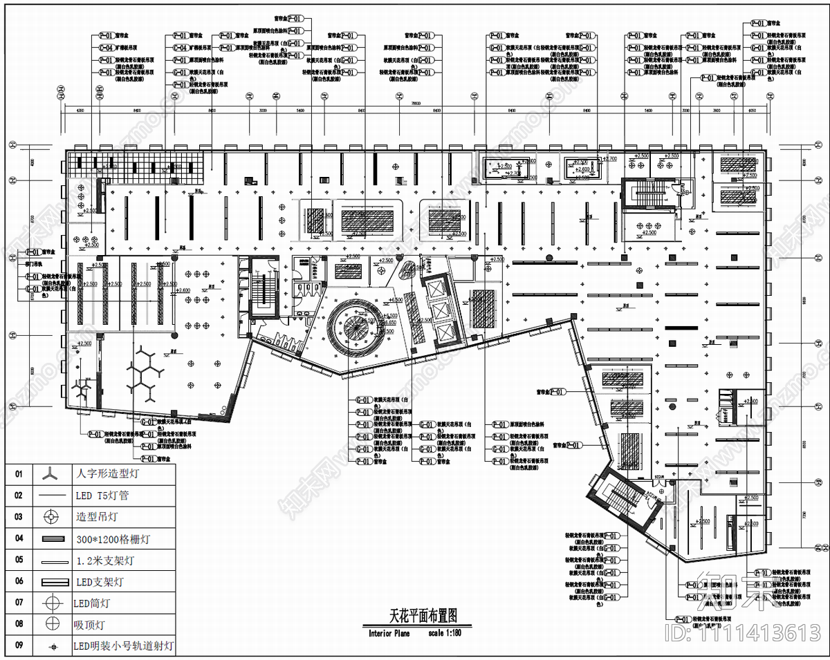 2300㎡科技公司办公室CAD施工图cad施工图下载【ID:1111413613】