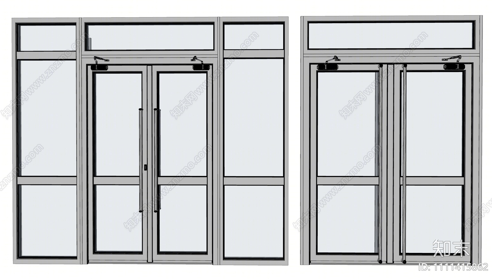 现代玻璃大门SU模型下载【ID:1111415862】